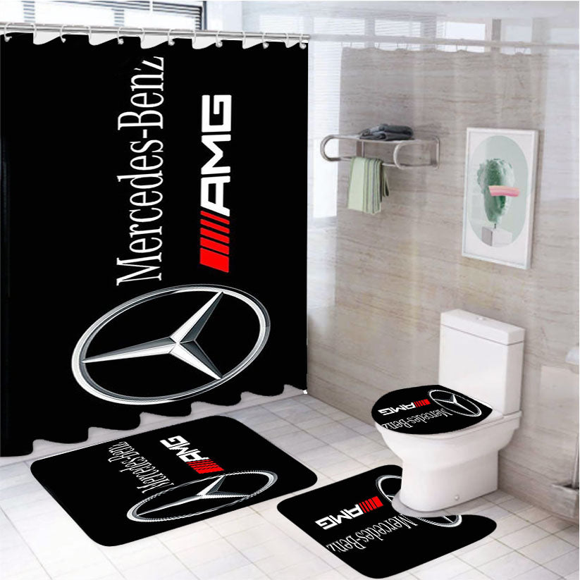 Mercedes Benz Amg Logo 4Pcs Bathroom Set Shower Curtain