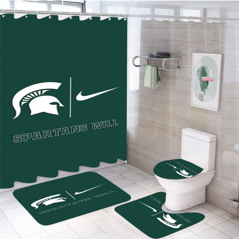 Michigan State Spartans Nike 4Pcs Bathroom Set Shower Curtain