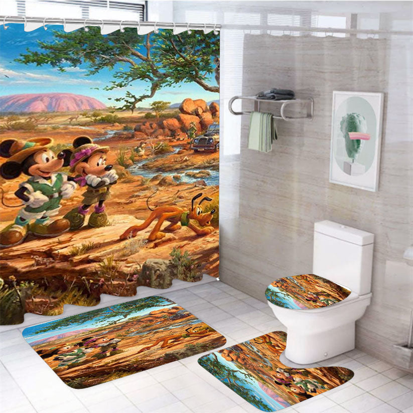 Mickey And Minnie In The Outback 4Pcs Bathroom Set Shower Curtain