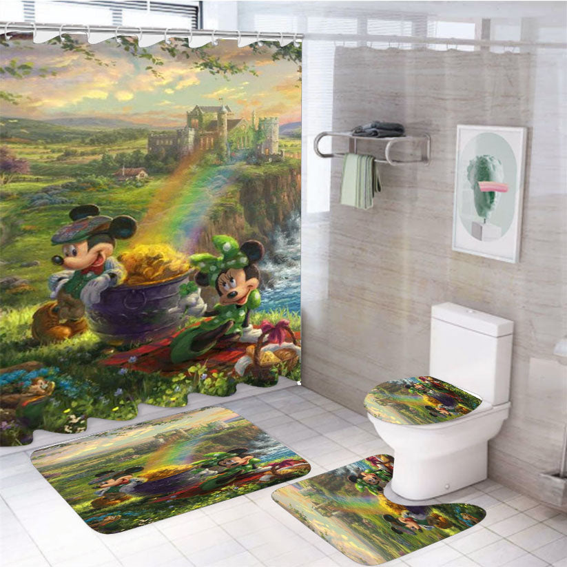 Mickey And Minnie Ireland 4Pcs Bathroom Set Shower Curtain