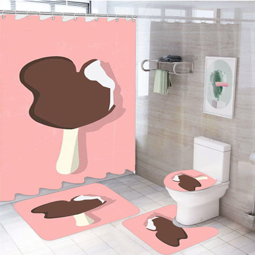 Mickey Bar Pink 4Pcs Bathroom Set Shower Curtain