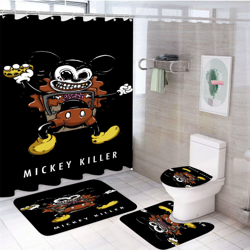 Mickey Killer Chocolate 4Pcs Bathroom Set Shower Curtain