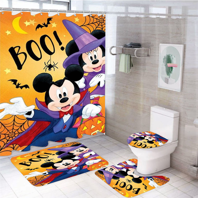 Mickey Minnie Boo 4Pcs Bathroom Set Shower Curtain