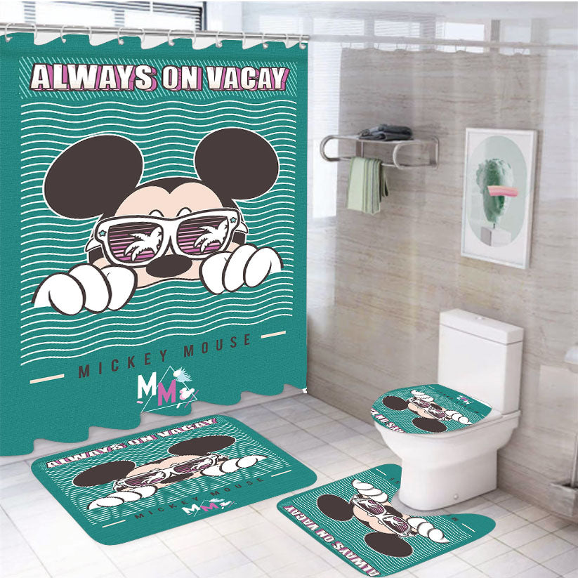 Mickey Mouse Always On Vacay 4Pcs Bathroom Set Shower Curtain
