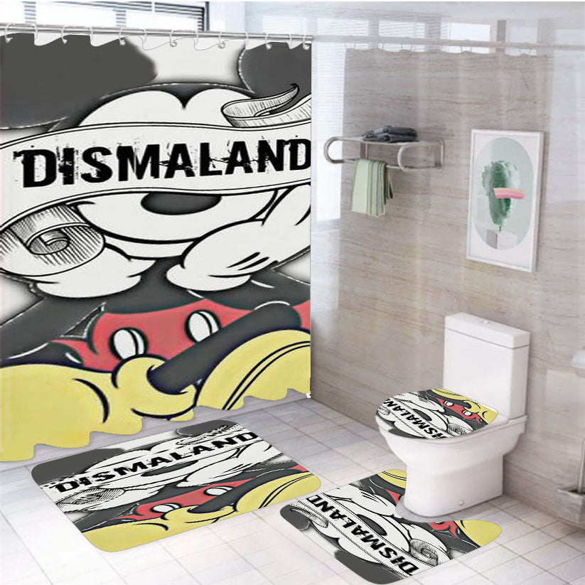 Mickey Mouse Dismaland 4Pcs Bathroom Set Shower Curtain