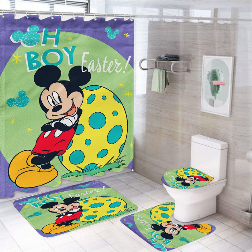 Mickey Mouse Easter 4Pcs Bathroom Set Shower Curtain