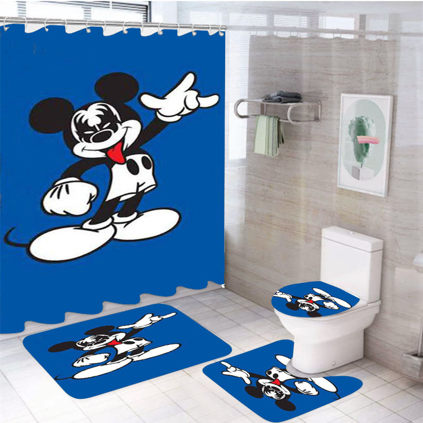 Mickey Mouse Kiss Band 4Pcs Bathroom Set Shower Curtain