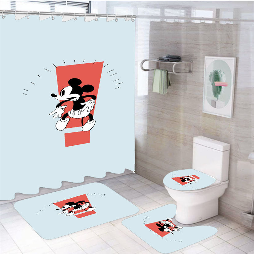 Mickey Mouse Minimalist 4Pcs Bathroom Set Shower Curtain