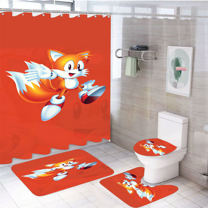 Miles Tails Power Classic Sonic World 4Pcs Bathroom Set Shower Curtain