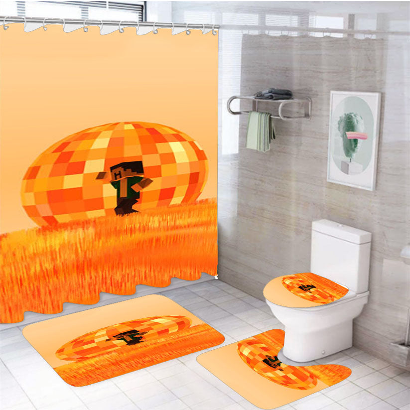 Minecraft Sunset 4Pcs Bathroom Set Shower Curtain