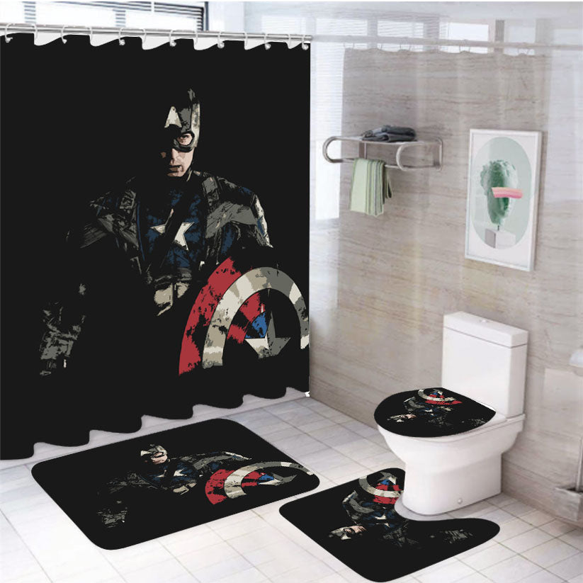 My Captain 4Pcs Bathroom Set Shower Curtain