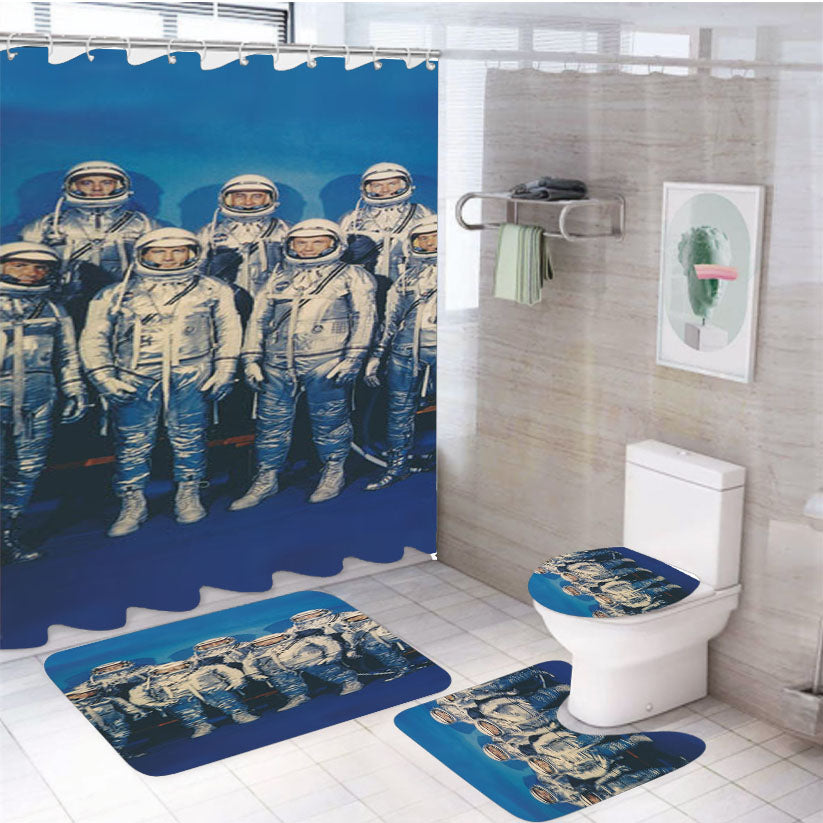 Nasa First Spacesuits 4Pcs Bathroom Set Shower Curtain