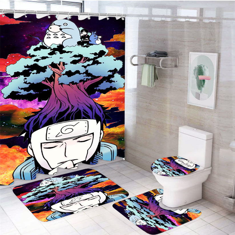 Neigbhor Totoro Meet Naruto 4Pcs Bathroom Set Shower Curtain