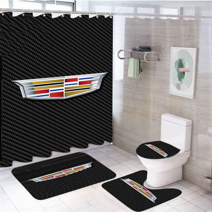 New Cadillac Logo 4Pcs Bathroom Set Shower Curtain