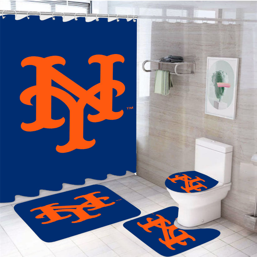 New York Mets Insignia 4Pcs Bathroom Set Shower Curtain