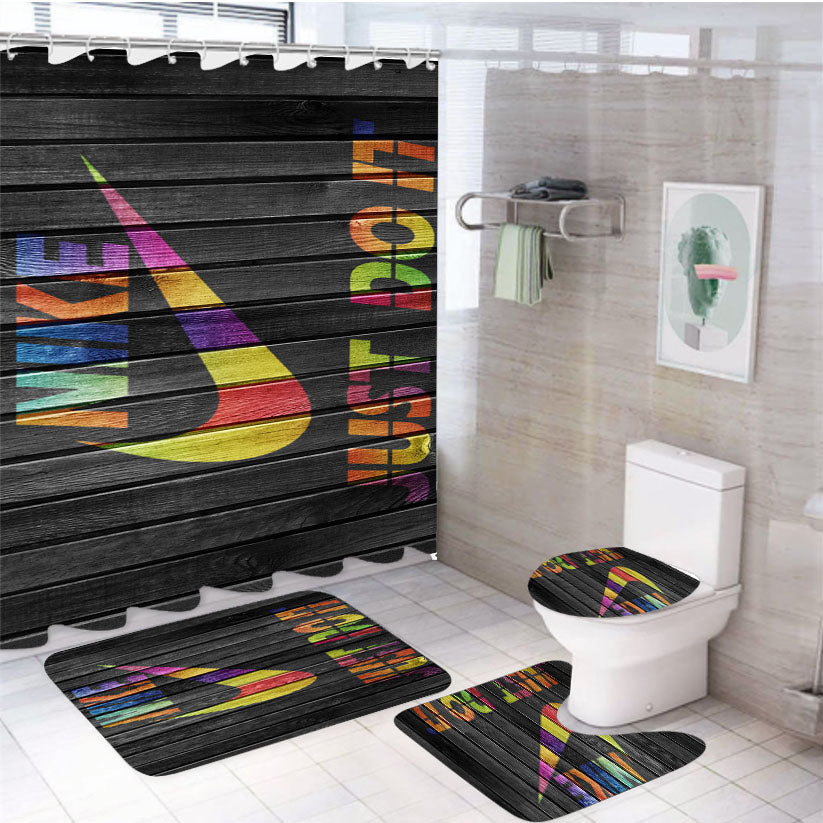 Nike Colorful Embosement 4Pcs Bathroom Set Shower Curtain