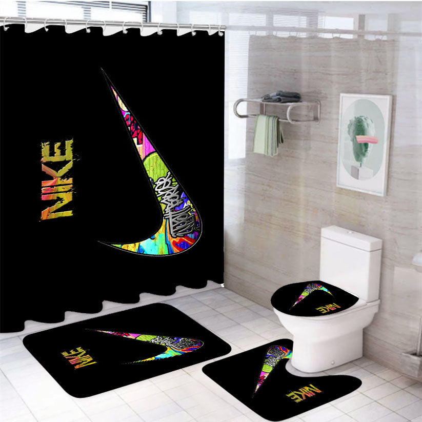 Nike Full Color 4Pcs Bathroom Set Shower Curtain