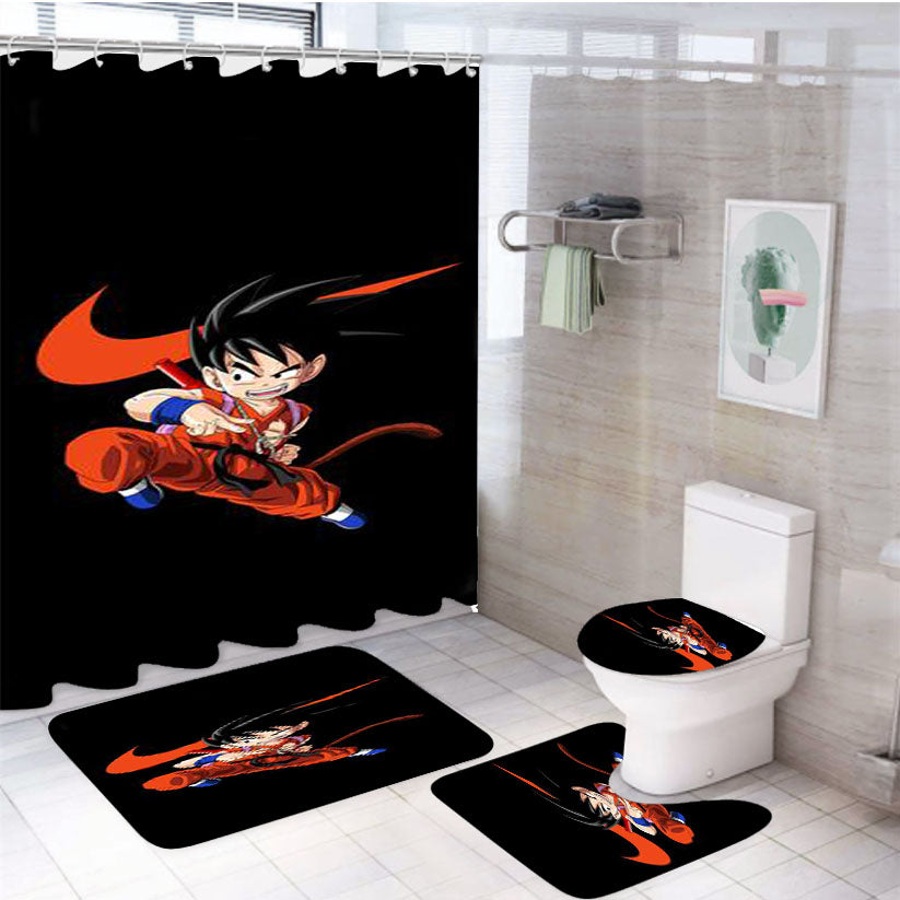 Nike Goku Battle Style 4Pcs Bathroom Set Shower Curtain