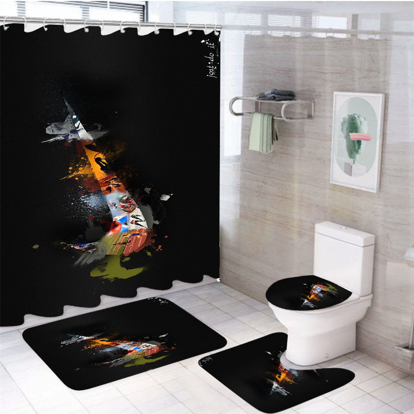Nike Graffiti Full Colors Logo 4Pcs Bathroom Set Shower Curtain