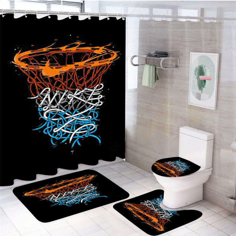 Nike Hoops 4Pcs Bathroom Set Shower Curtain