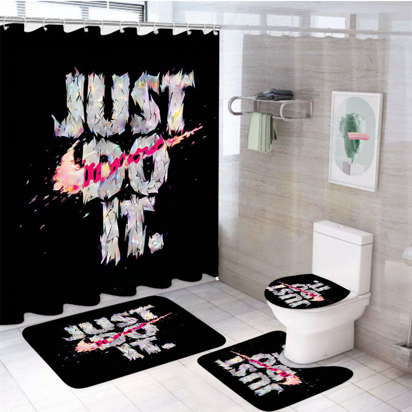 Nike Just Do It Graffiti White Logo 4Pcs Bathroom Set Shower Curtain