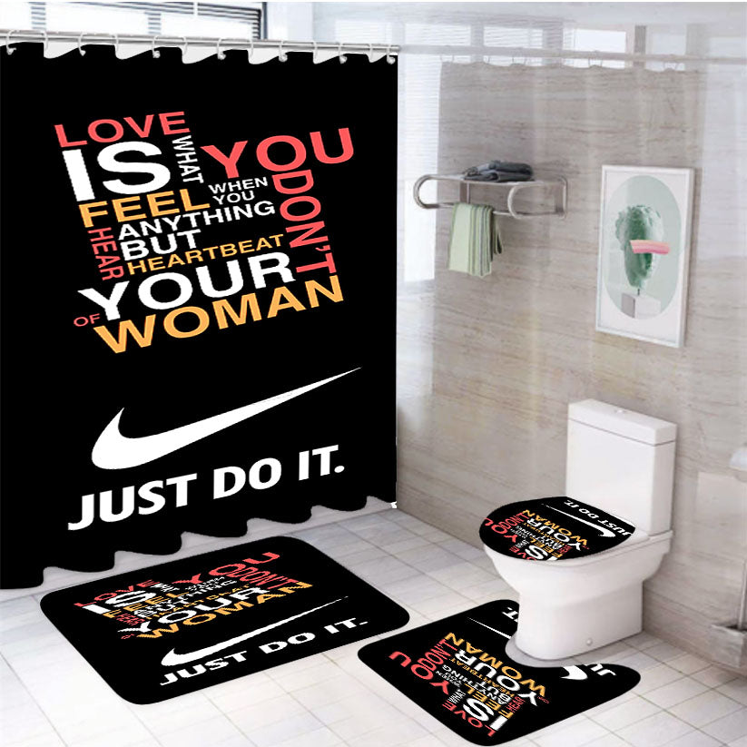 Nike Just Do It Love Quote 4Pcs Bathroom Set Shower Curtain