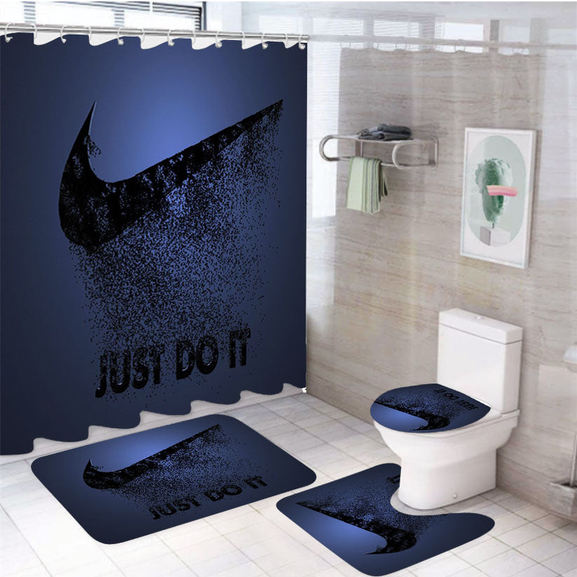 Nike Just Do It Purple Logo 4Pcs Bathroom Set Shower Curtain