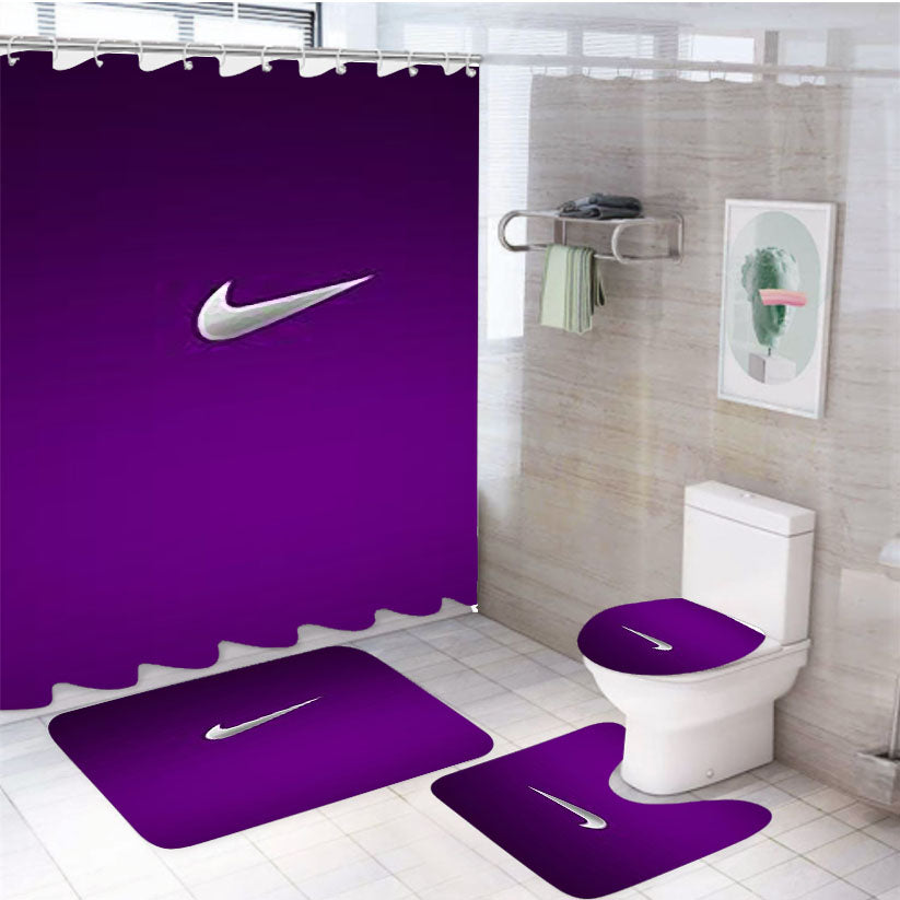 Nike Purple 4Pcs Bathroom Set Shower Curtain