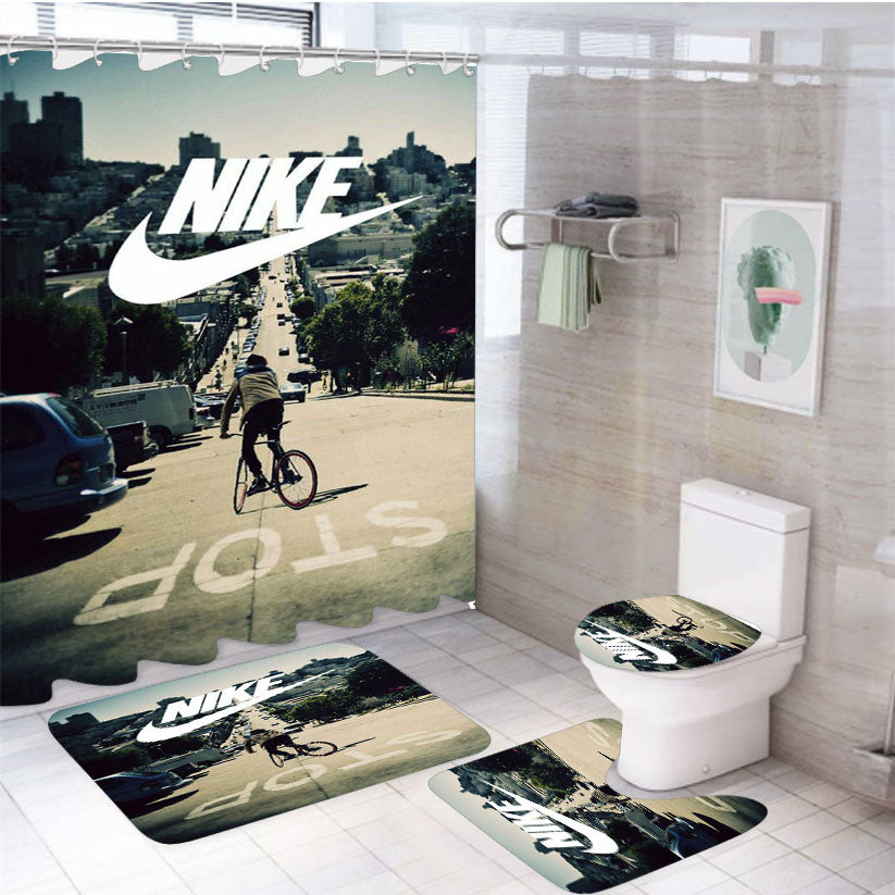 Nike Stop And The City 4Pcs Bathroom Set Shower Curtain