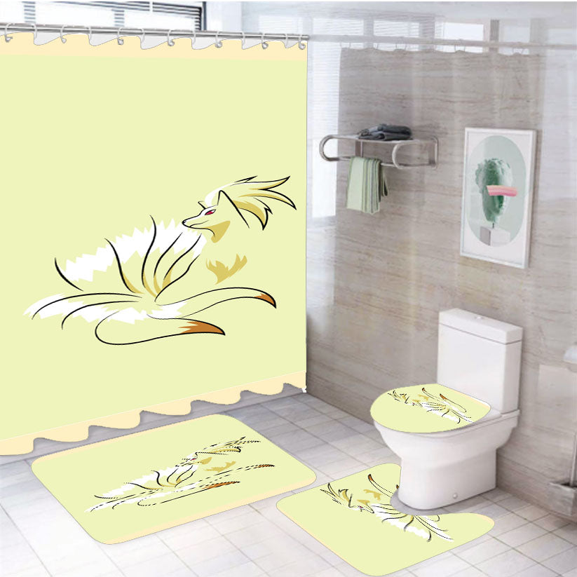 Ninetales Pokemon 4Pcs Bathroom Set Shower Curtain