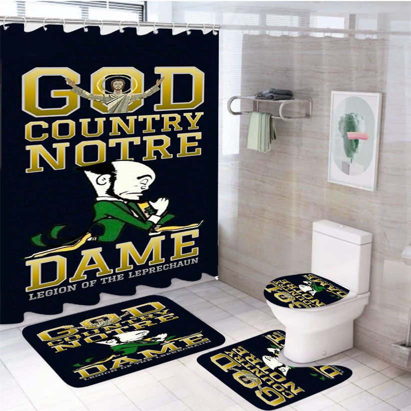 Notre Dame God Country 4Pcs Bathroom Set Shower Curtain