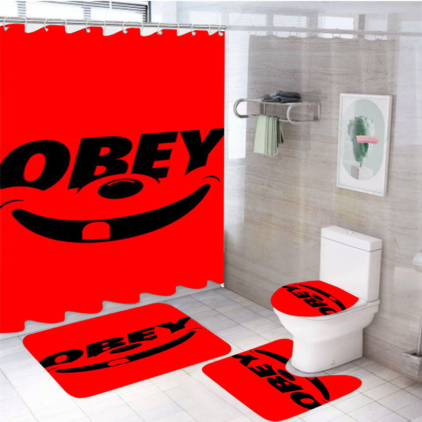Obey Smile Art 4Pcs Bathroom Set Shower Curtain