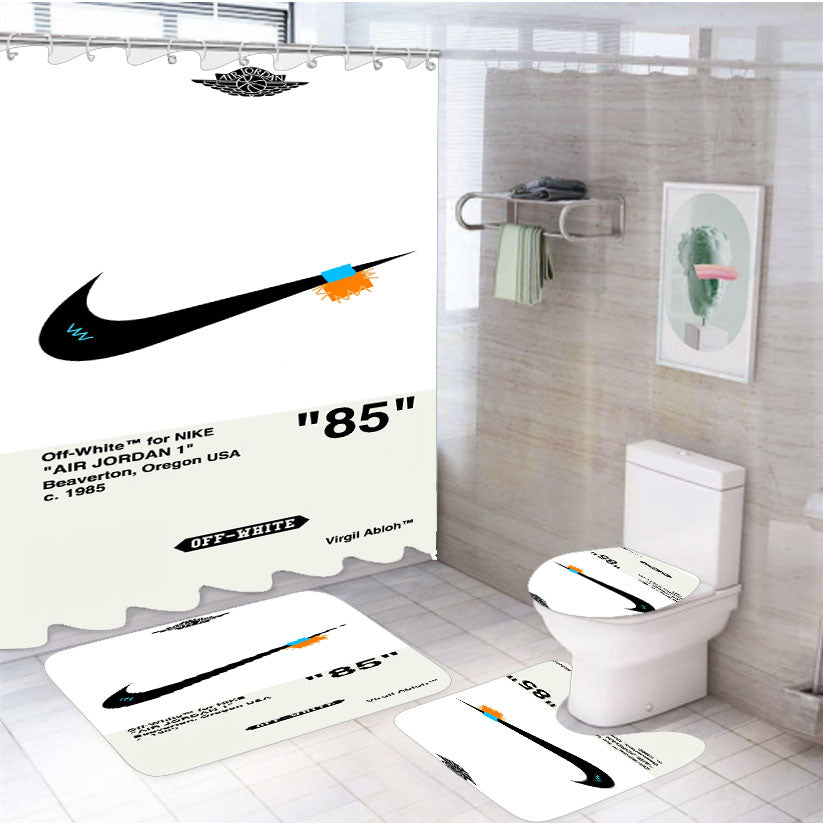 Off White For Nike X Air Jordan 4Pcs Bathroom Set Shower Curtain