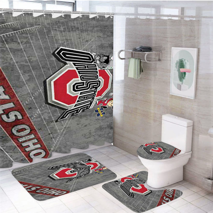 Ohio State Wallpaper Greys 4Pcs Bathroom Set Shower Curtain