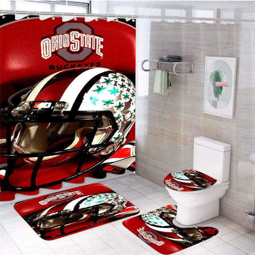 Ohio State Watch Buckeyes Fossil Mens 4Pcs Bathroom Set Shower Curtain