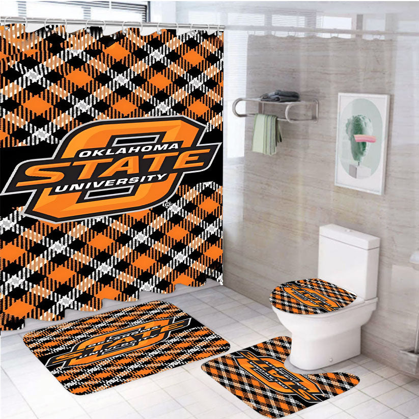 Oklahoma State University Logo 4Pcs Bathroom Set Shower Curtain