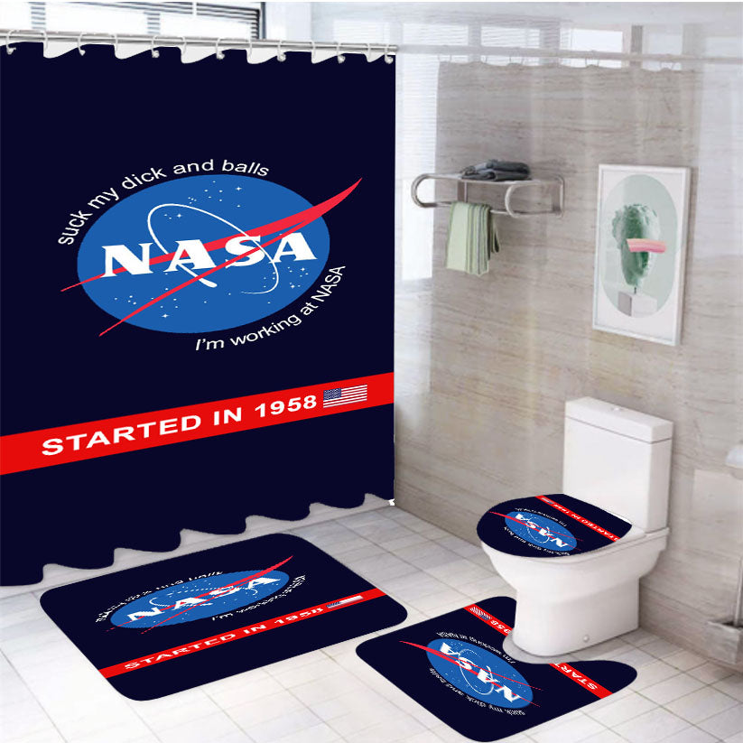 Outer Space And Satellite Working At Nasa 4Pcs Bathroom Set Shower Curtain