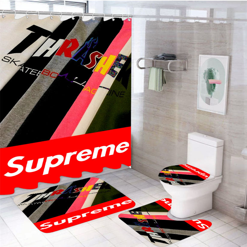 Outfits With A Black Flame Thrasher Shirt X Supreme 4Pcs Bathroom Set Shower Curtain