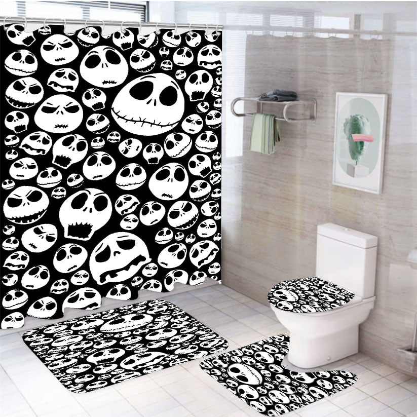 Pattern Halloween Jack Skellington 4Pcs Bathroom Set Shower Curtain