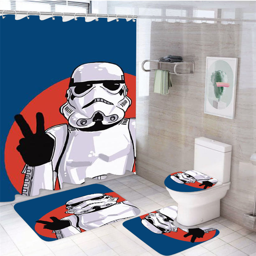 Peace Sign Storm Trooper Star Wars 4Pcs Bathroom Set Shower Curtain