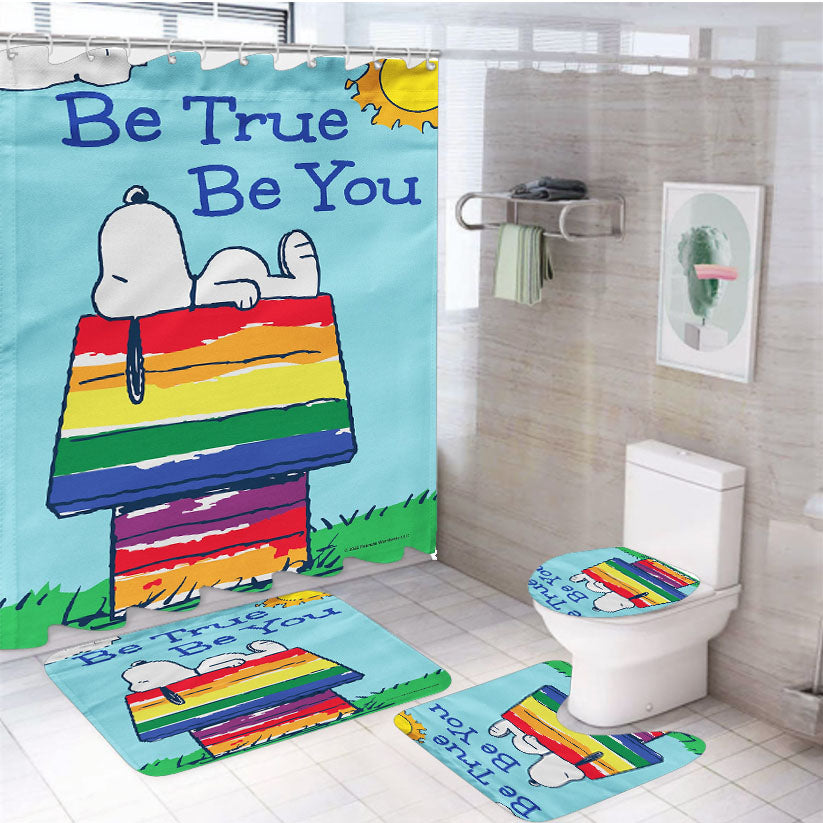 Peanuts Be True To You Snoopy 4Pcs Bathroom Set Shower Curtain