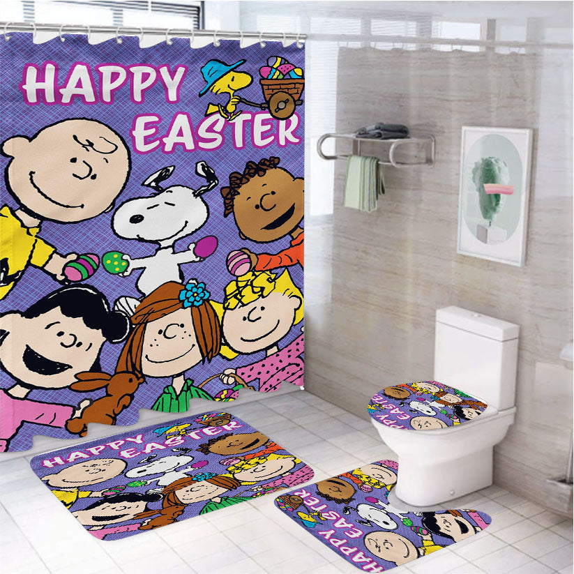 Peanuts Characters Easter 4Pcs Bathroom Set Shower Curtain