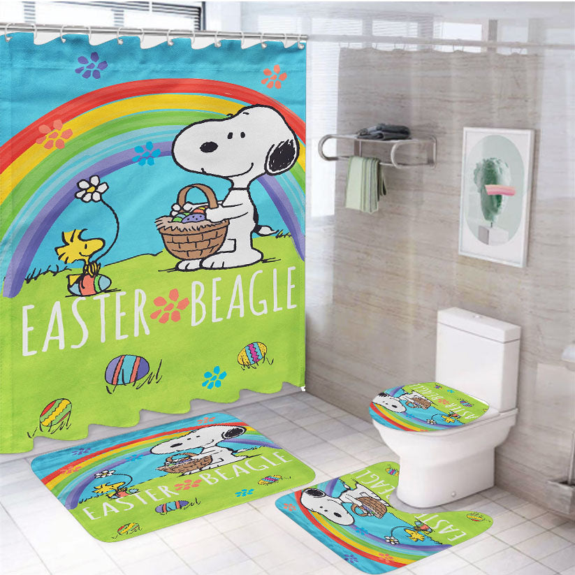 Peanuts Easter Beagle Snoopy 4Pcs Bathroom Set Shower Curtain