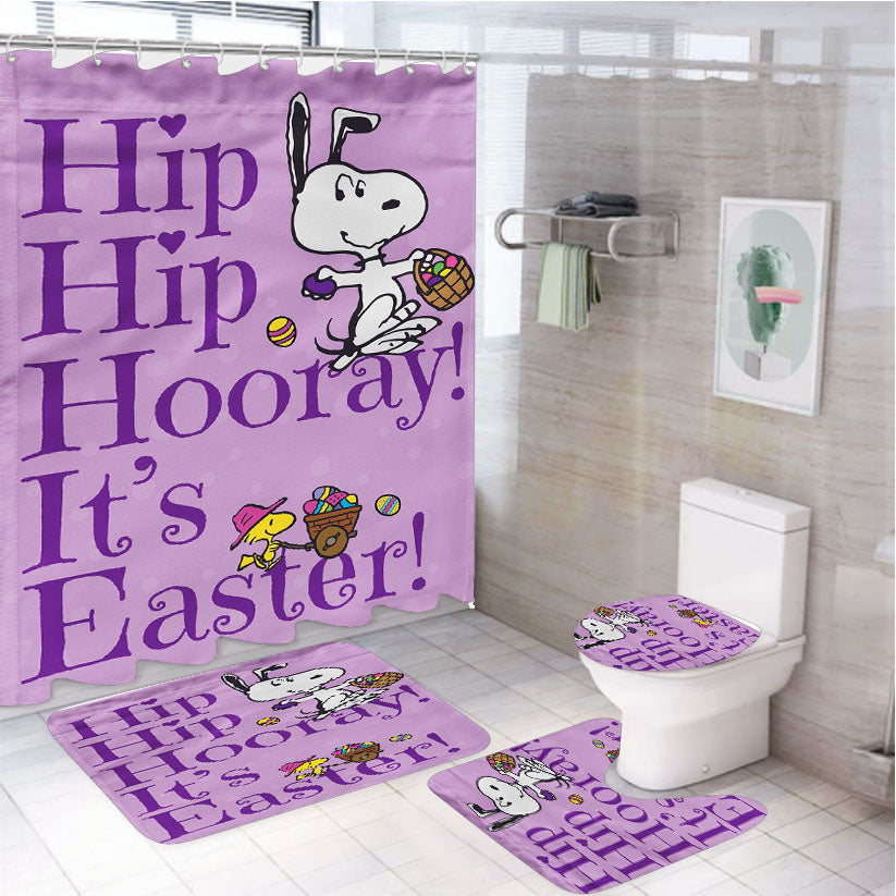 Peanuts Easter Snoopy 4Pcs Bathroom Set Shower Curtain