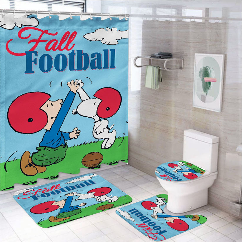 Peanuts Football Sport 4Pcs Bathroom Set Shower Curtain