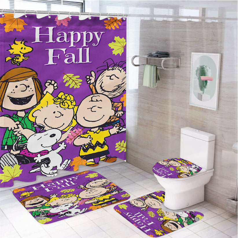 Peanuts Gang Fall 4Pcs Bathroom Set Shower Curtain