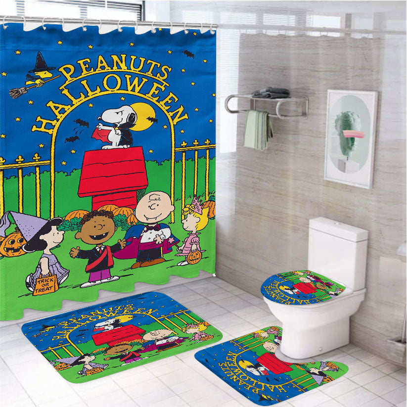 Peanuts Halloween 4Pcs Bathroom Set Shower Curtain