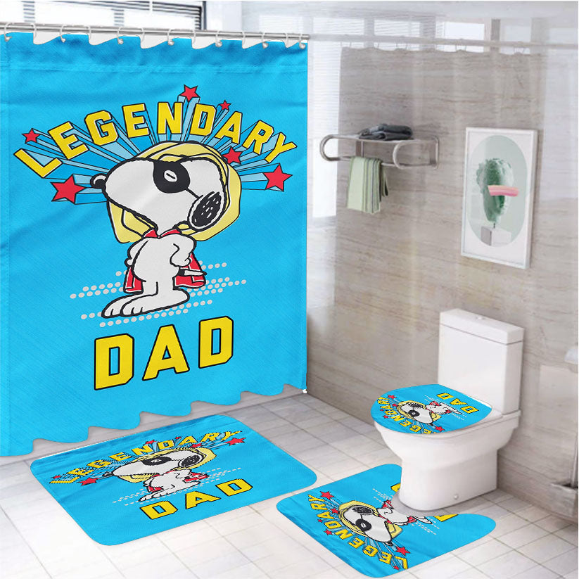 Peanuts Legendary Dad 4Pcs Bathroom Set Shower Curtain