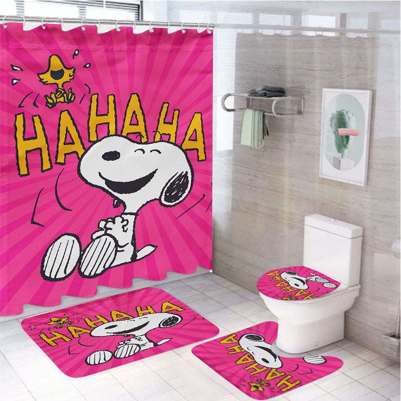 Peanuts Smile Giggle Laugh 4Pcs Bathroom Set Shower Curtain