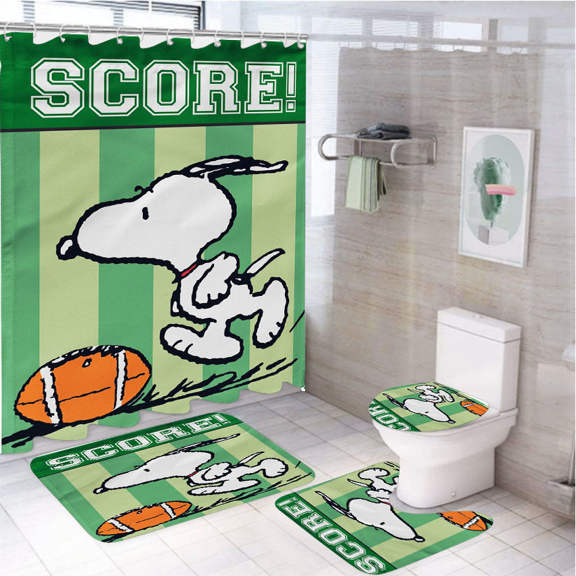 Peanuts Snoopy Football 4Pcs Bathroom Set Shower Curtain